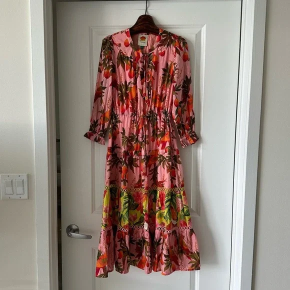 Farm Rio Mixed Mango Trees Midi Dress